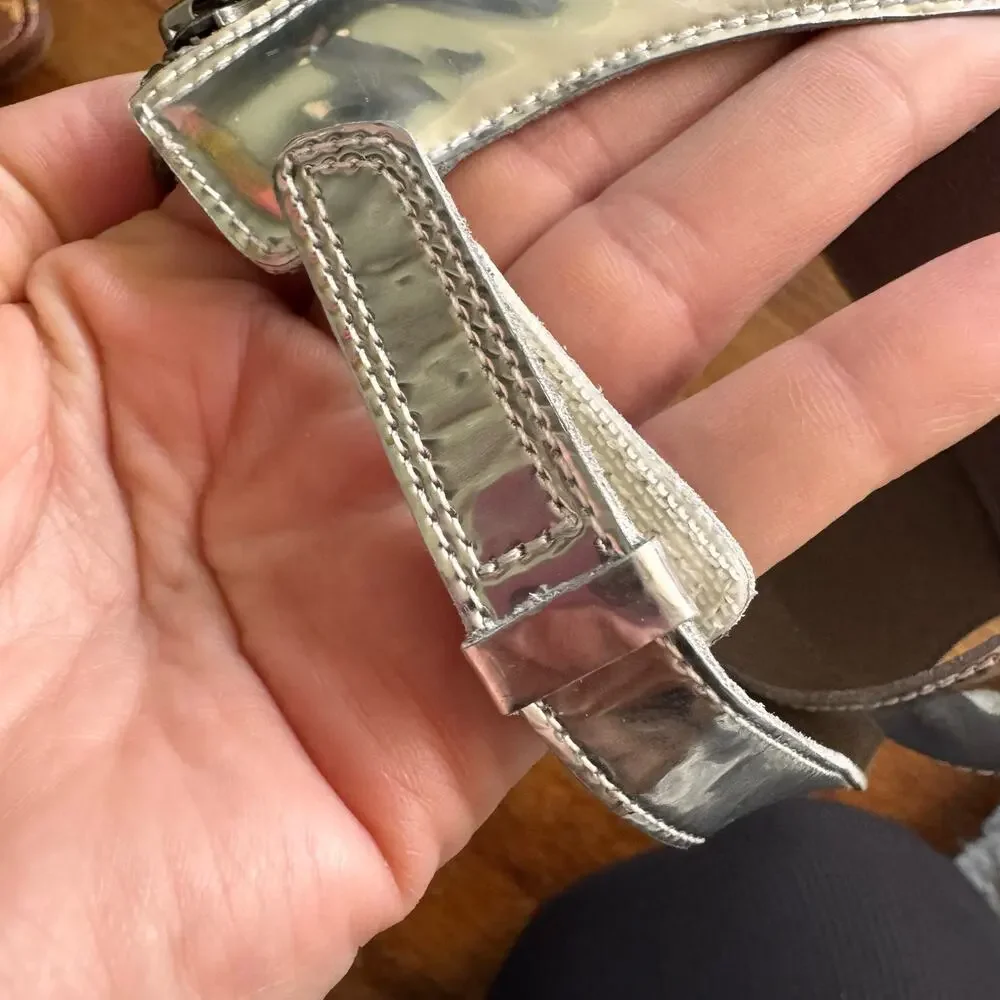 Eileen Fisher Cici silver mirrored strappy sandal
